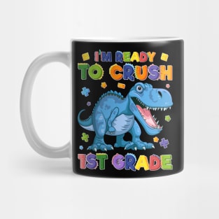 Kids 1st Day of School Crush 1st Grade Trex Dinosaur Gift Kids Mug